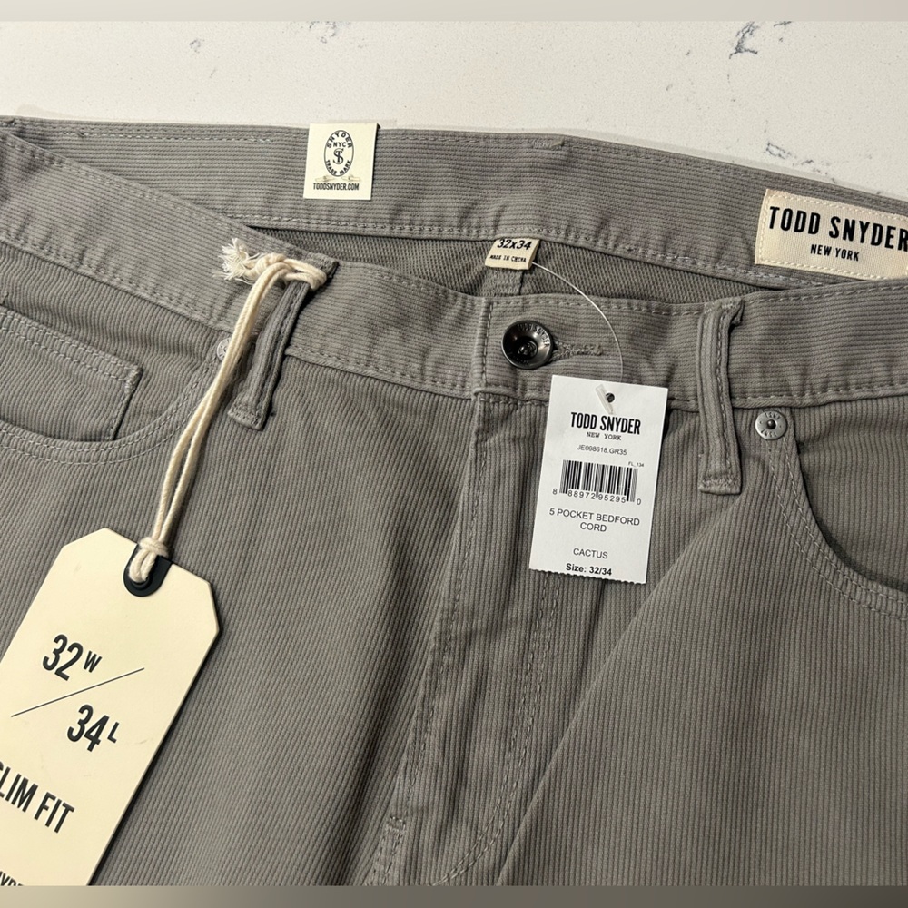 NWT Todd Snyder slim 5 pocket bedford corduroy pant cactus sage green size 32x34 - Picture 5 of 6